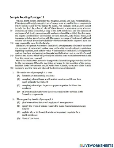 Reading Passages 11, 12