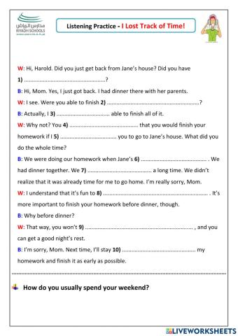 Listening practice -I Lost Track of Time!