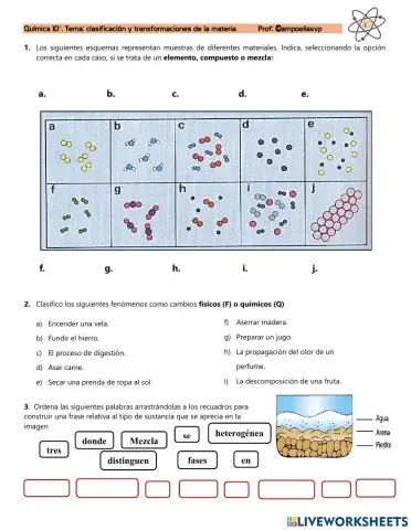 Materia: clasificación y transformaciones