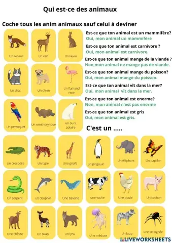 Qui est-ce des animaux