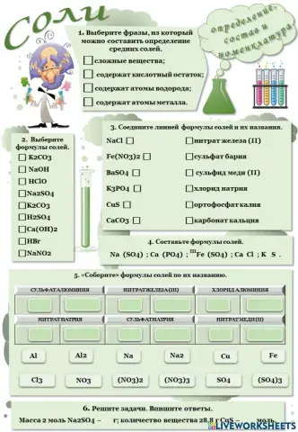 Cоли: состав, определение, номенклатура