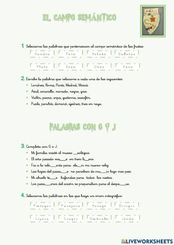 campo semántico y palabras con G y J Magic Kids