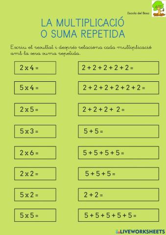 multiplicacions o sumes repetides