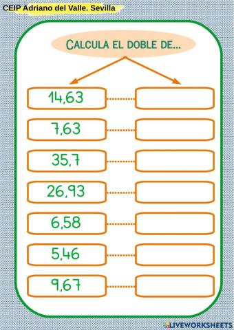 Calcular dobles de números decimales