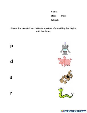 Beginning Sounds Letter to Picture