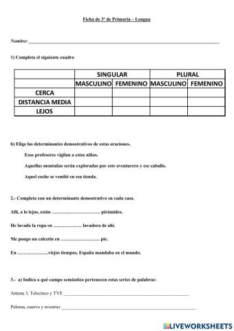 Repaso Tema 6 Lengua Española - 3º A