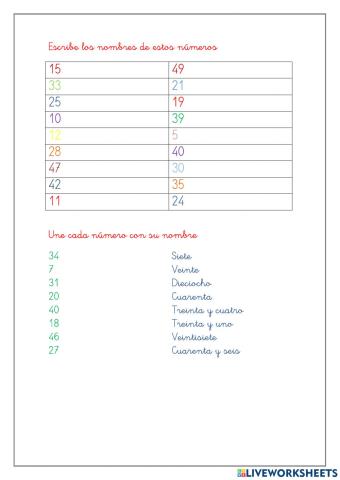Números hasta 49