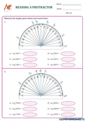 Measuring Angles using a protractor