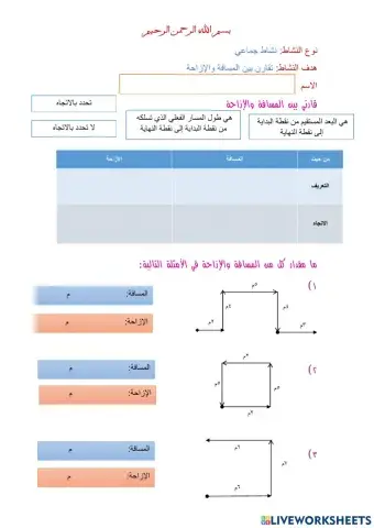 المسافة والإزاحة
