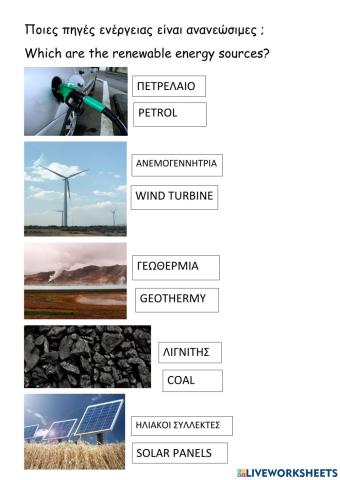 Renewable energy sources