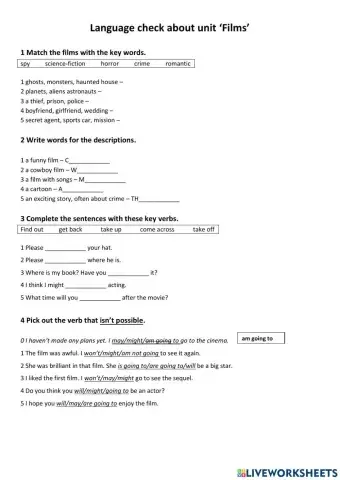 Language check about unit 'Films'