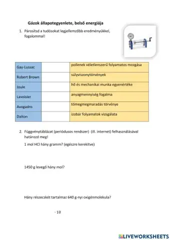 Gázok állapotegyenlete, gáztörvények