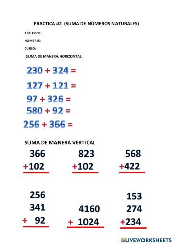 Suma de números naturales