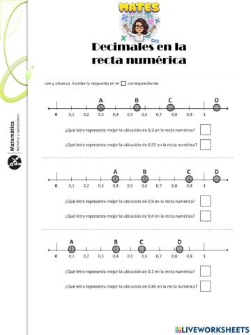 Decimales en la recta numérica