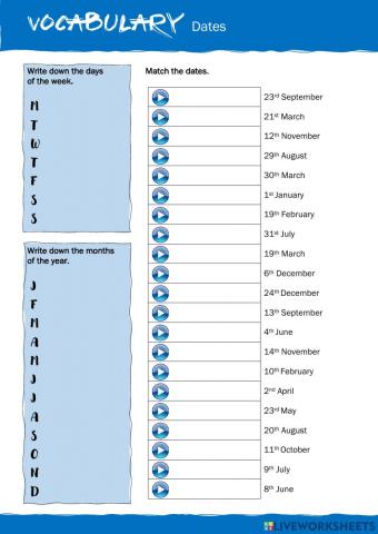 VOCABULARY - Dates