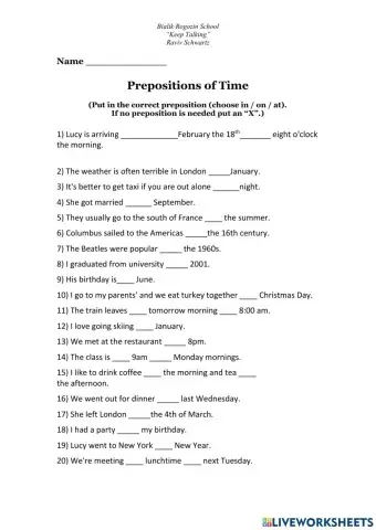 Prepositions of Time