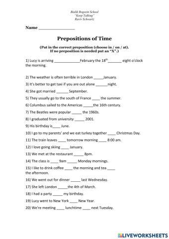 Prepositions of Time