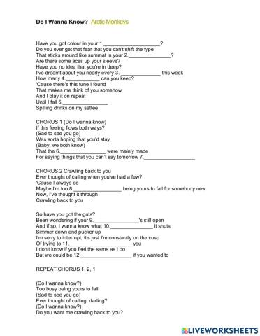 Song:Do I Wanna Know?  Arctic Monkeys