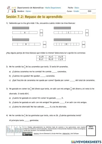 Números Racionales. Problemas de aplicación