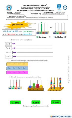 Números de 4 cifras