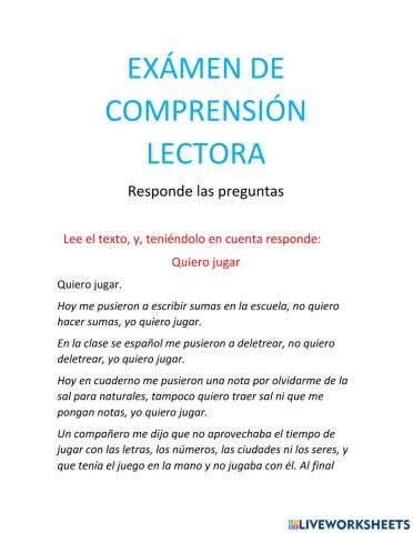 Exámen de la narración