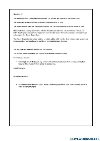 Higher Music Technology Question 21 (Q5)