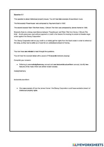 Higher Music Technology Question 21 (Q5)