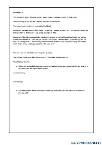 Higher Music Technology Question 22 (Q5)