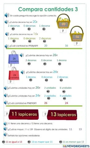 Comparar cantidades analizando composición