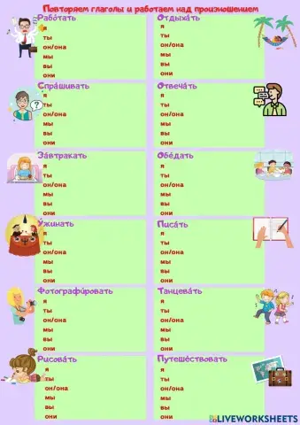Повторяем глаголы 1 спряжения.