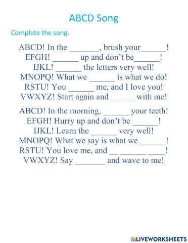 ABCD Song to Complete Quiz