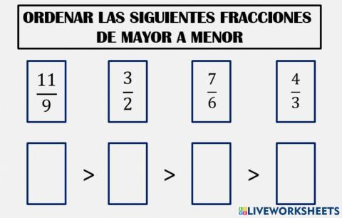 Relación de orden de fracciones