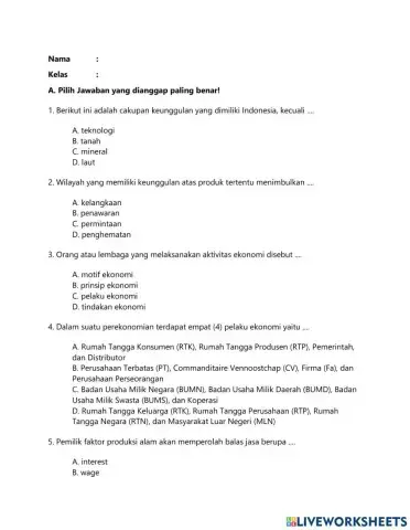 Keunggulan dan keterbatasan dalam permintaan dan penawaran sebagai pelaku ekonomi