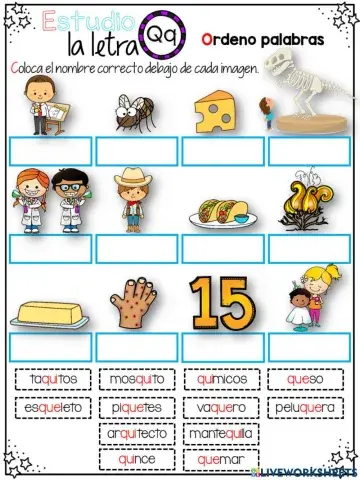 Estudio la letra Qq -Ordeno palabras