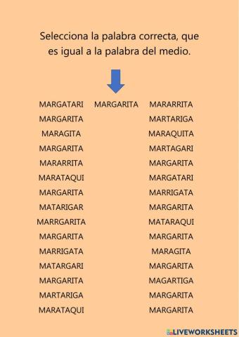 Selecciona palabra correcta: Margarita