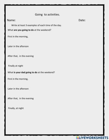 At the weekend going to