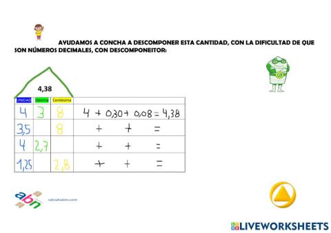 Descomponer con decimales
