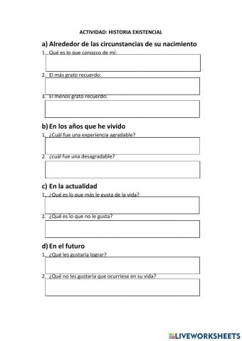 Actividad historia existencial