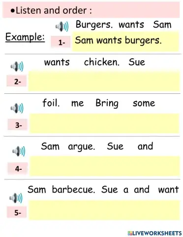 Ordering Task (The barbecue Story)