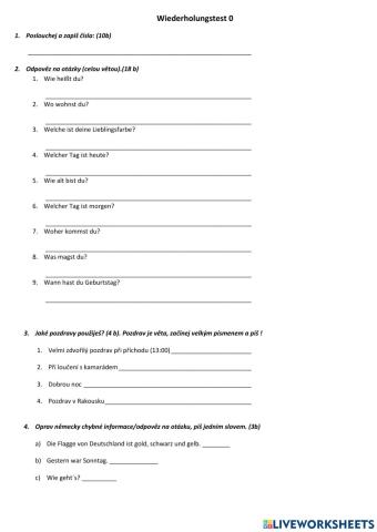 Wiederholungstest Deutsch mit Max I - 0. lektion