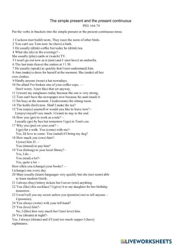 Present simple and continuous tm str. 38