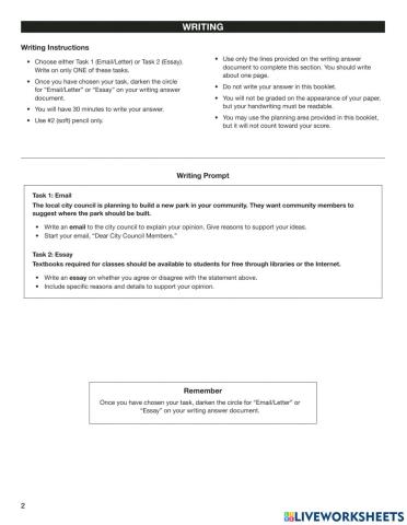 ECCE Sample test -WRITING