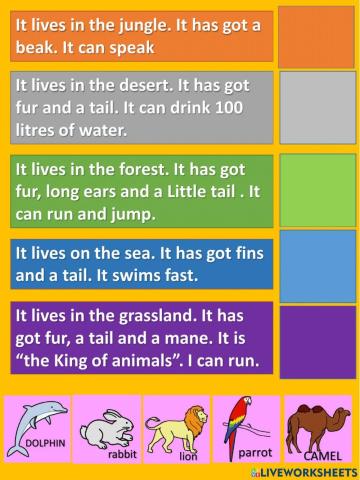 Animal habitats AND DESCRIPTIONS