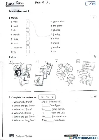 GRADE 3 FIRST TERM EXAM
