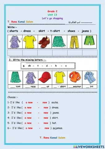 Grade 2 Unit 13 .Let's go shopping