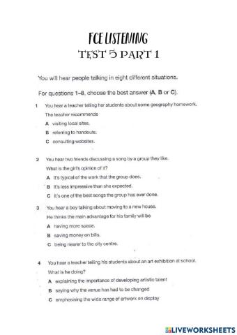 FCE LISTENING part 1