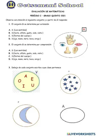 Evaluación Conjuntos- Grado Quinto