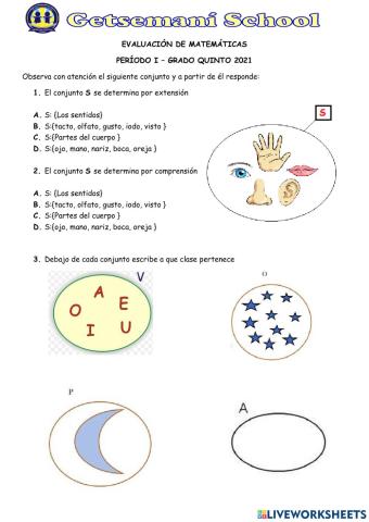 Evaluación Conjuntos- Grado Quinto