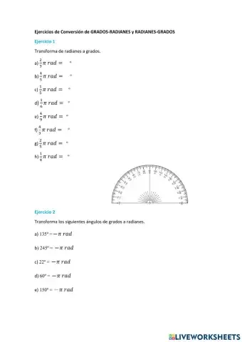Transformación Grados-Radianes. Radianes-Grados
