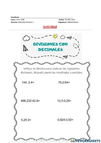 División de decimales